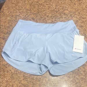 NWT lululemon athletica Women's Baby Blue Speed Up HR 4” Lined Shorts 10 Tall